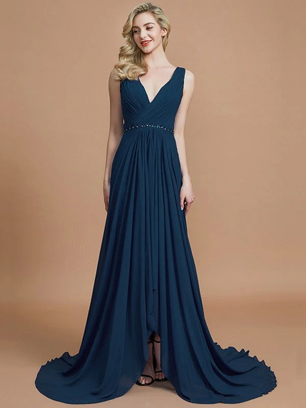 Charming Sleeveless V-neck Chiffon Bridesmaid Dresses - Image 15