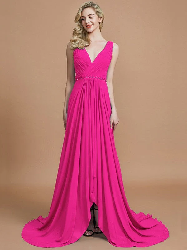 Charming Sleeveless V-neck Chiffon Bridesmaid Dresses - Image 16