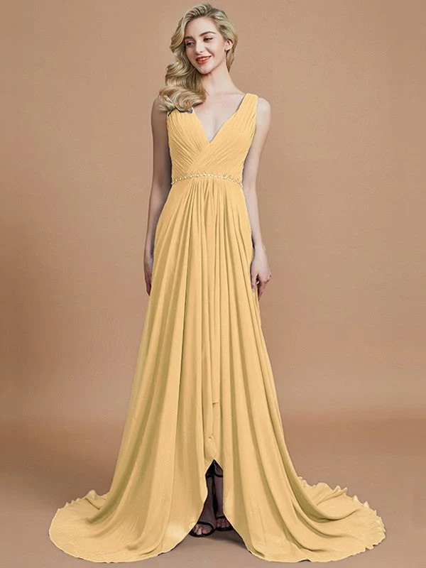 Charming Sleeveless V-neck Chiffon Bridesmaid Dresses - Image 17