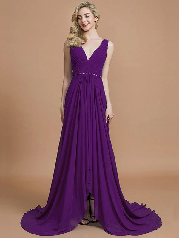 Charming Sleeveless V-neck Chiffon Bridesmaid Dresses - Image 18