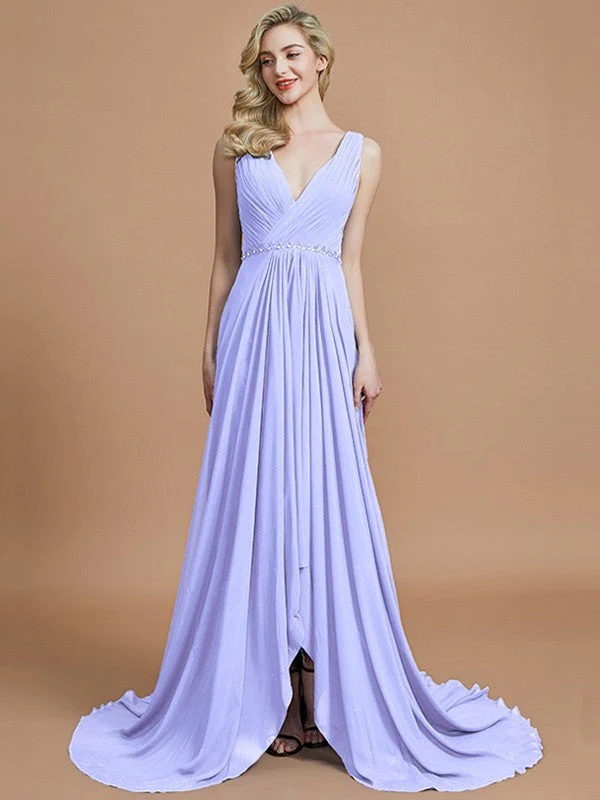 Charming Sleeveless V-neck Chiffon Bridesmaid Dresses - Image 22