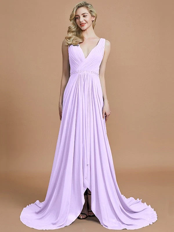Charming Sleeveless V-neck Chiffon Bridesmaid Dresses - Image 24