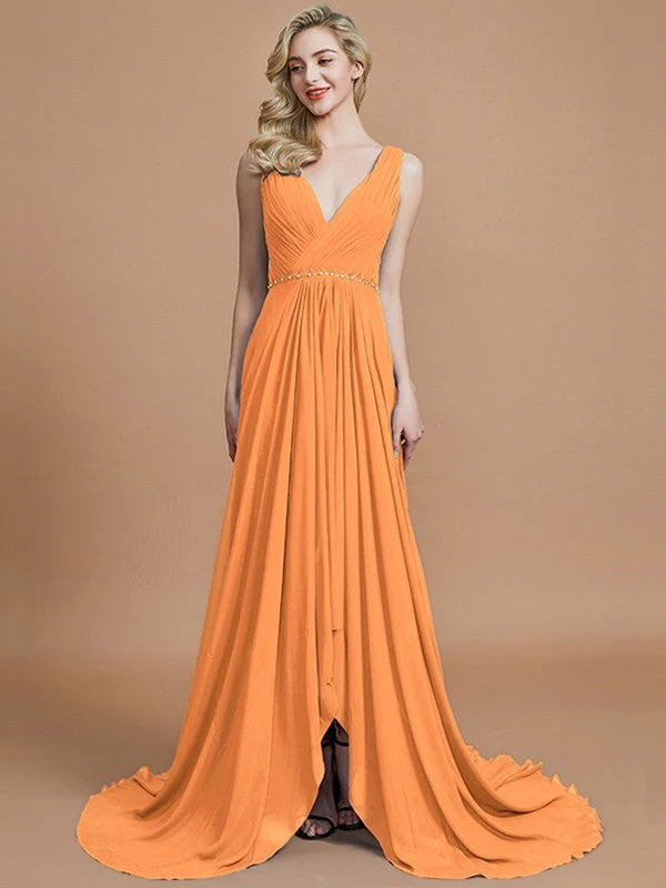 Charming Sleeveless V-neck Chiffon Bridesmaid Dresses - Image 25