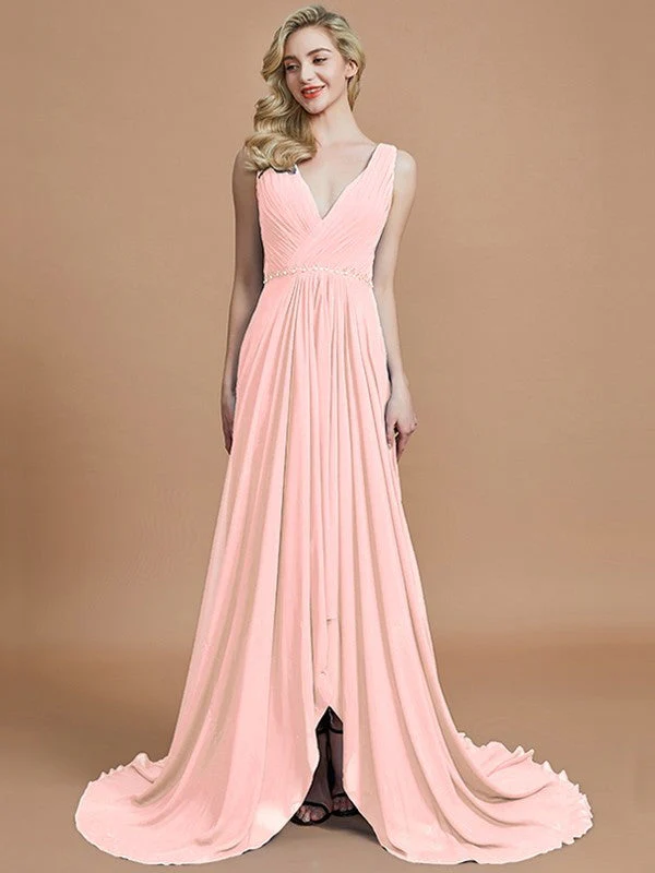 Charming Sleeveless V-neck Chiffon Bridesmaid Dresses - Image 26