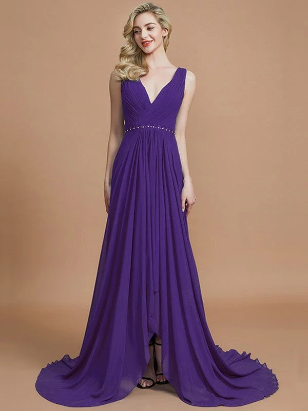 Charming Sleeveless V-neck Chiffon Bridesmaid Dresses - Image 29