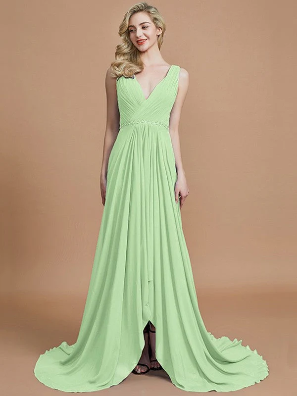 Charming Sleeveless V-neck Chiffon Bridesmaid Dresses - Image 31