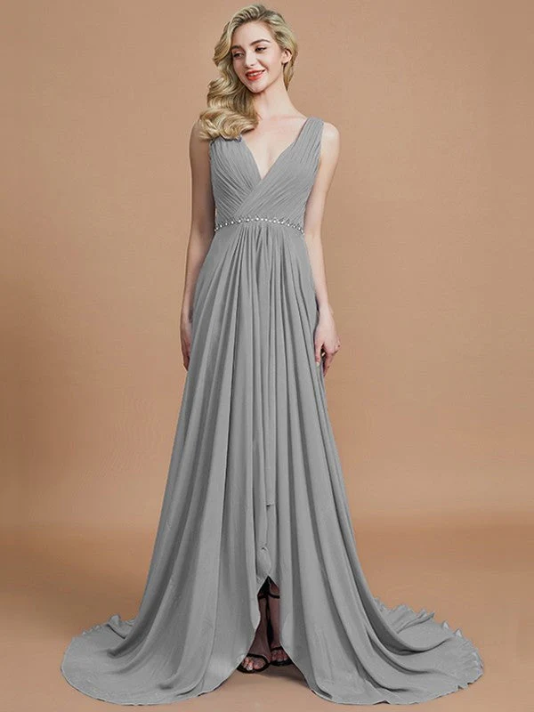 Charming Sleeveless V-neck Chiffon Bridesmaid Dresses - Image 32