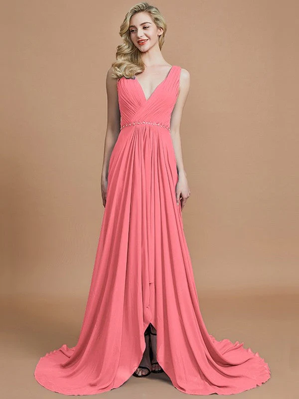 Charming Sleeveless V-neck Chiffon Bridesmaid Dresses - Image 33