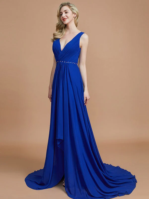 Charming Sleeveless V-neck Chiffon Bridesmaid Dresses - Image 4