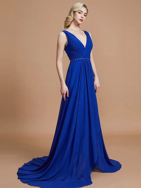 Charming Sleeveless V-neck Chiffon Bridesmaid Dresses - Image 5