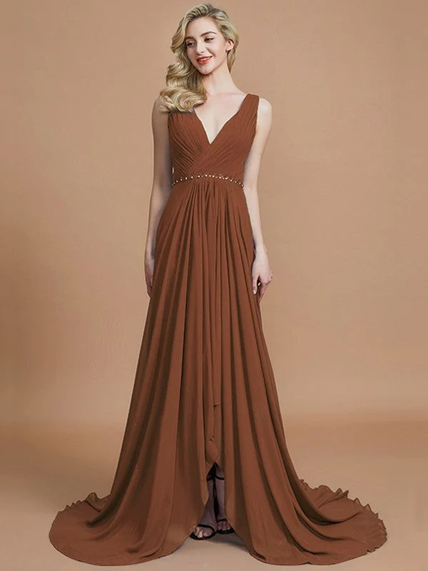Charming Sleeveless V-neck Chiffon Bridesmaid Dresses - Image 9