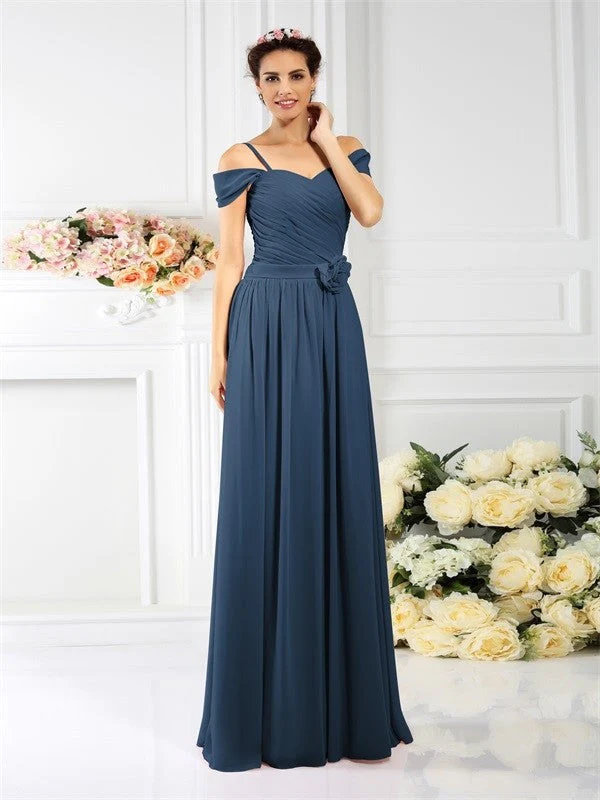 Charming Spaghetti Straps Pleats Sleeveless Long Chiffon Bridesmaid Dresses - Image 10