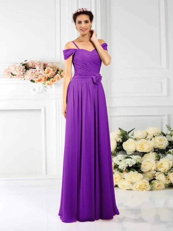 Charming Spaghetti Straps Pleats Sleeveless Long Chiffon Bridesmaid Dresses - Image 13