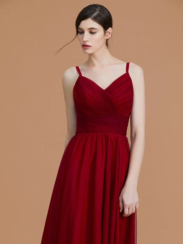 Charming Spaghetti Straps Sleeveless Asymmetrical Ruffles Chiffon Bridesmaid Dresses - Image 4