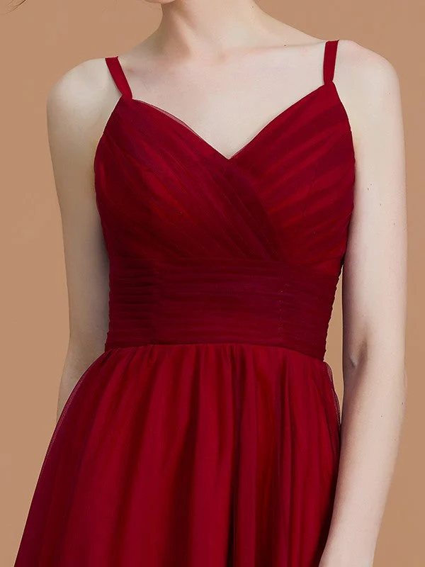 Charming Spaghetti Straps Sleeveless Asymmetrical Ruffles Chiffon Bridesmaid Dresses - Image 5