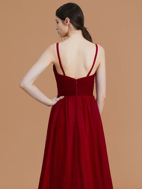 Charming Spaghetti Straps Sleeveless Asymmetrical Ruffles Chiffon Bridesmaid Dresses - Image 8