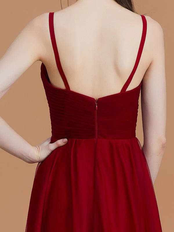 Charming Spaghetti Straps Sleeveless Asymmetrical Ruffles Chiffon Bridesmaid Dresses - Image 9