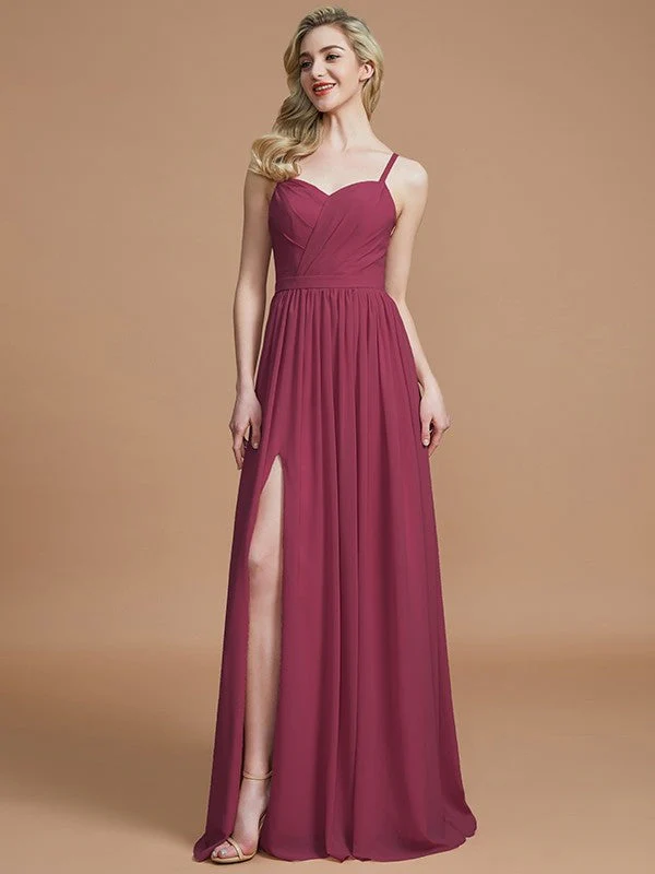 Charming Spaghetti Straps Sleeveless Ruched Chiffon Bridesmaid Dresses - Image 10