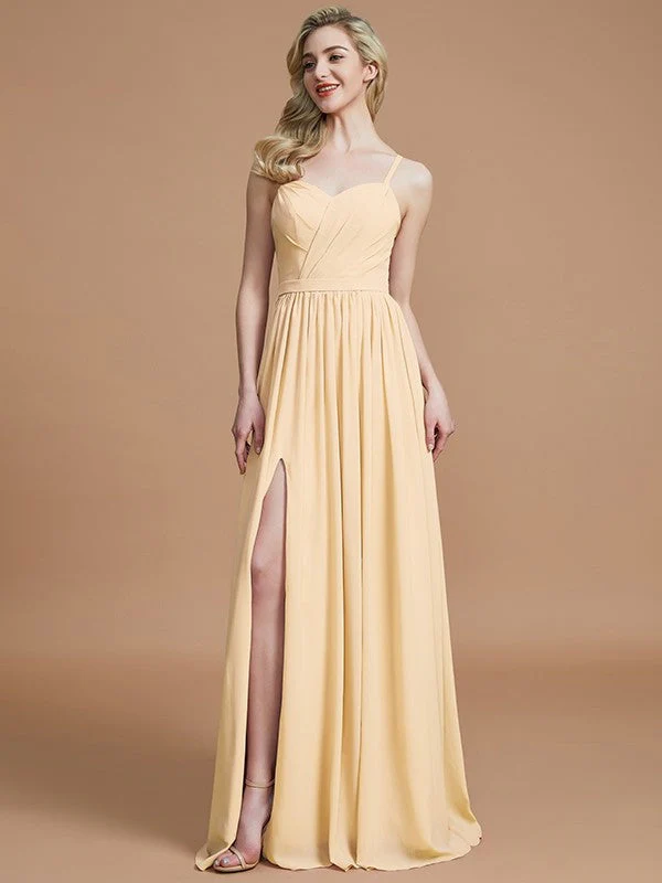 Charming Spaghetti Straps Sleeveless Ruched Chiffon Bridesmaid Dresses - Image 11