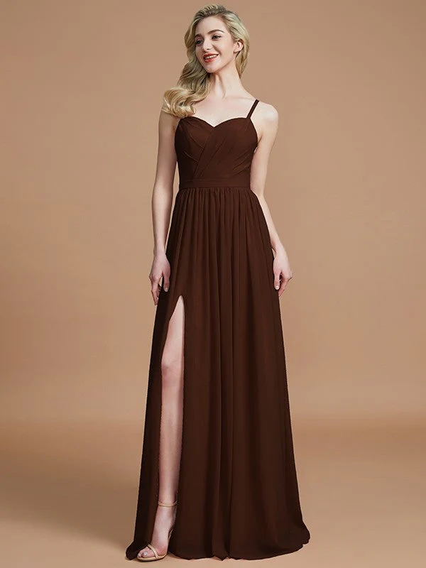 Charming Spaghetti Straps Sleeveless Ruched Chiffon Bridesmaid Dresses - Image 12