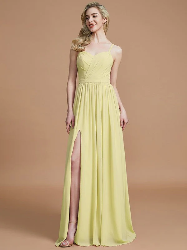 Charming Spaghetti Straps Sleeveless Ruched Chiffon Bridesmaid Dresses - Image 13