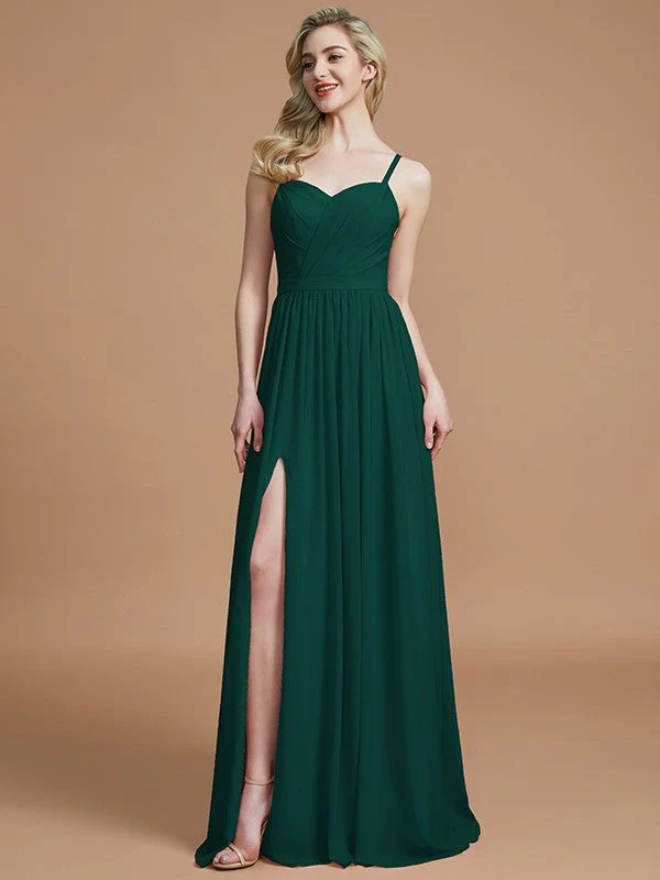 Charming Spaghetti Straps Sleeveless Ruched Chiffon Bridesmaid Dresses - Image 14