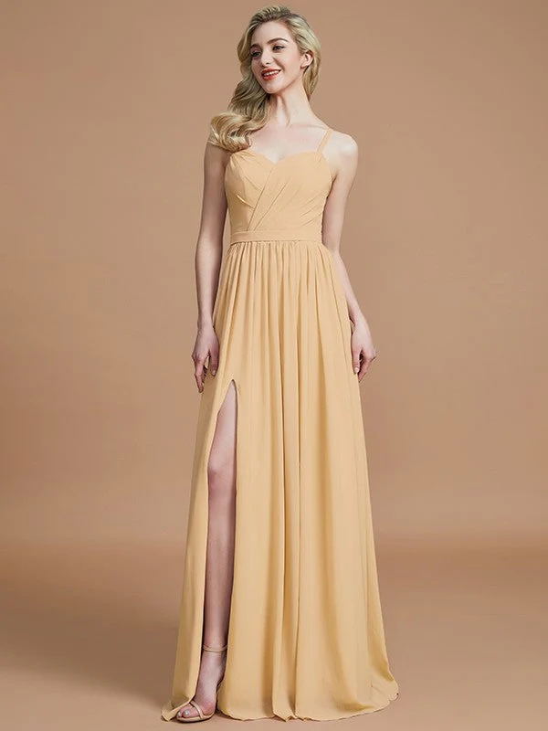 Charming Spaghetti Straps Sleeveless Ruched Chiffon Bridesmaid Dresses - Image 17