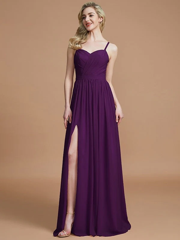 Charming Spaghetti Straps Sleeveless Ruched Chiffon Bridesmaid Dresses - Image 18