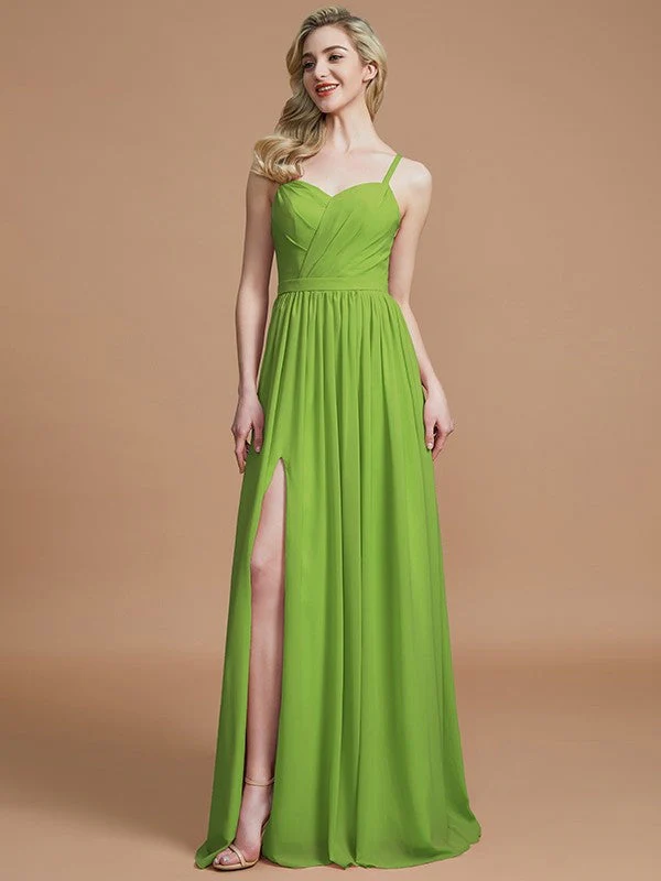 Charming Spaghetti Straps Sleeveless Ruched Chiffon Bridesmaid Dresses - Image 19