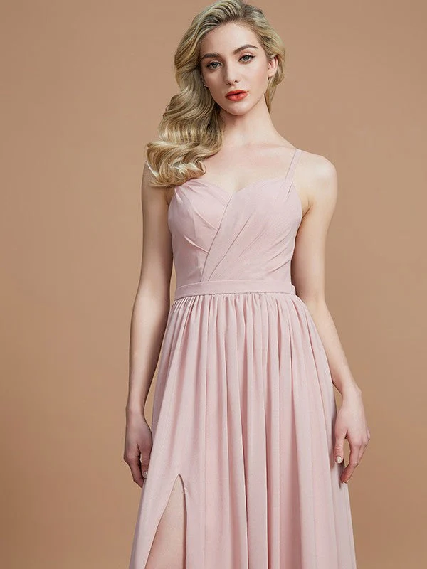 Charming Spaghetti Straps Sleeveless Ruched Chiffon Bridesmaid Dresses - Image 2