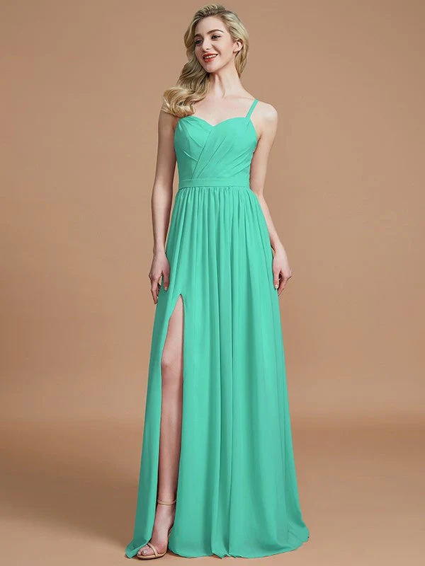 Charming Spaghetti Straps Sleeveless Ruched Chiffon Bridesmaid Dresses - Image 20
