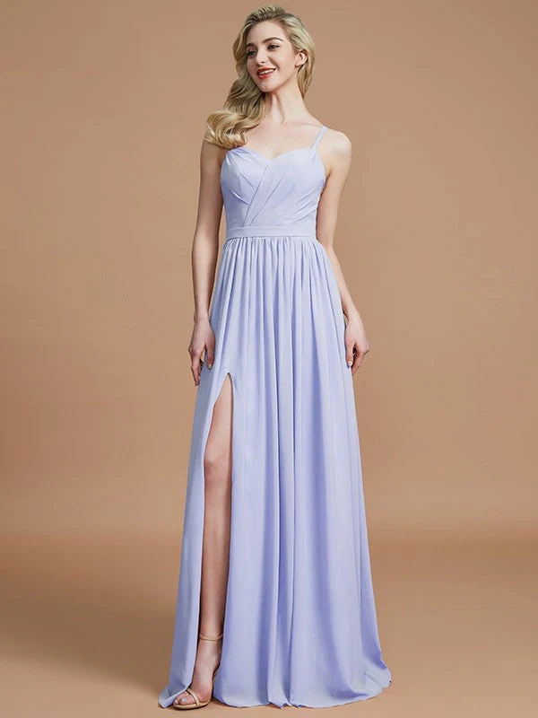 Charming Spaghetti Straps Sleeveless Ruched Chiffon Bridesmaid Dresses - Image 22