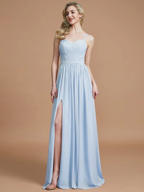 Charming Spaghetti Straps Sleeveless Ruched Chiffon Bridesmaid Dresses - Image 23