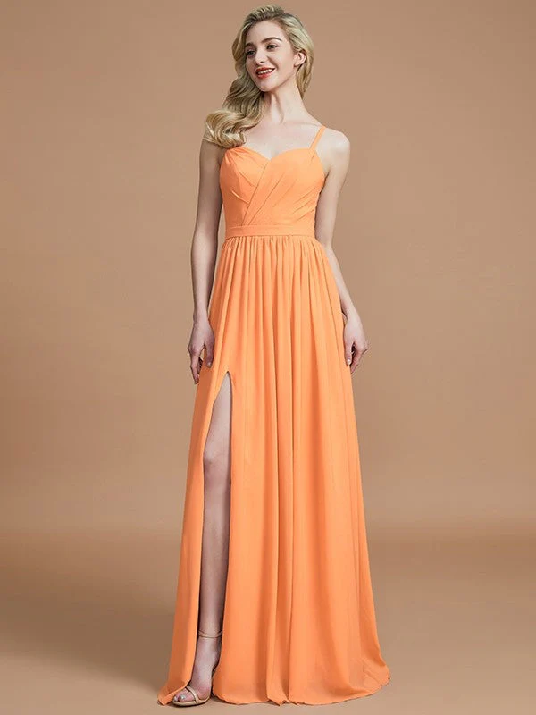 Charming Spaghetti Straps Sleeveless Ruched Chiffon Bridesmaid Dresses - Image 24