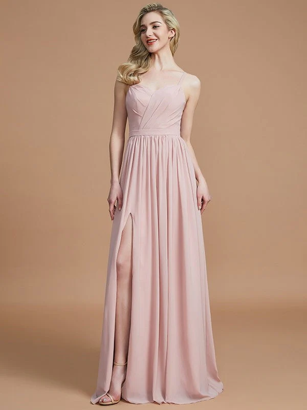Charming Spaghetti Straps Sleeveless Ruched Chiffon Bridesmaid Dresses - Image 25