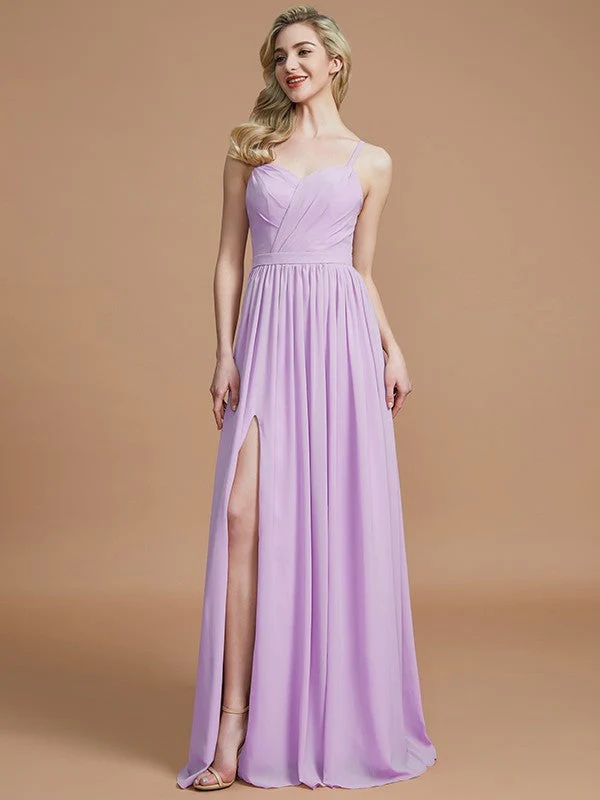 Charming Spaghetti Straps Sleeveless Ruched Chiffon Bridesmaid Dresses - Image 26