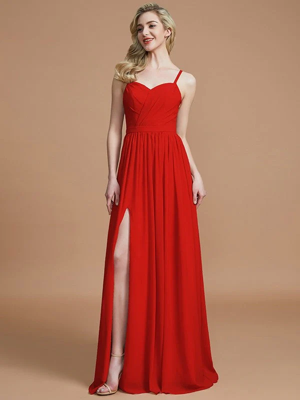 Charming Spaghetti Straps Sleeveless Ruched Chiffon Bridesmaid Dresses - Image 27