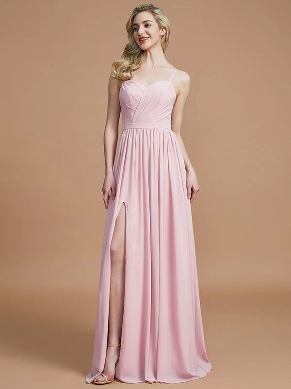 Charming Spaghetti Straps Sleeveless Ruched Chiffon Bridesmaid Dresses - Image 28