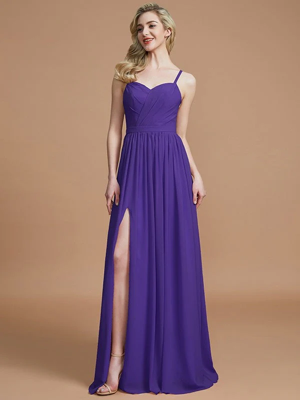 Charming Spaghetti Straps Sleeveless Ruched Chiffon Bridesmaid Dresses - Image 29