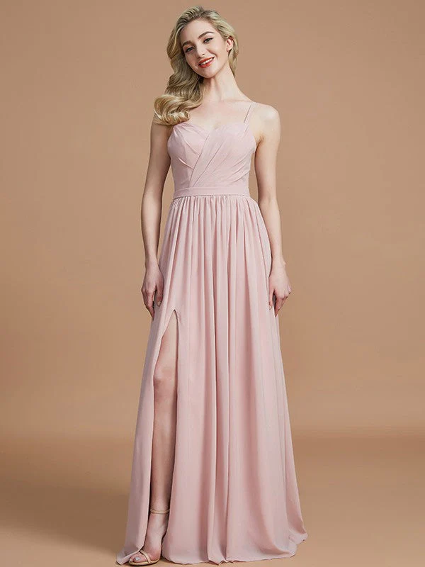 Charming Spaghetti Straps Sleeveless Ruched Chiffon Bridesmaid Dresses - Image 3