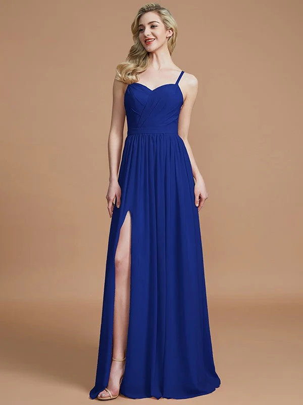 Charming Spaghetti Straps Sleeveless Ruched Chiffon Bridesmaid Dresses - Image 30