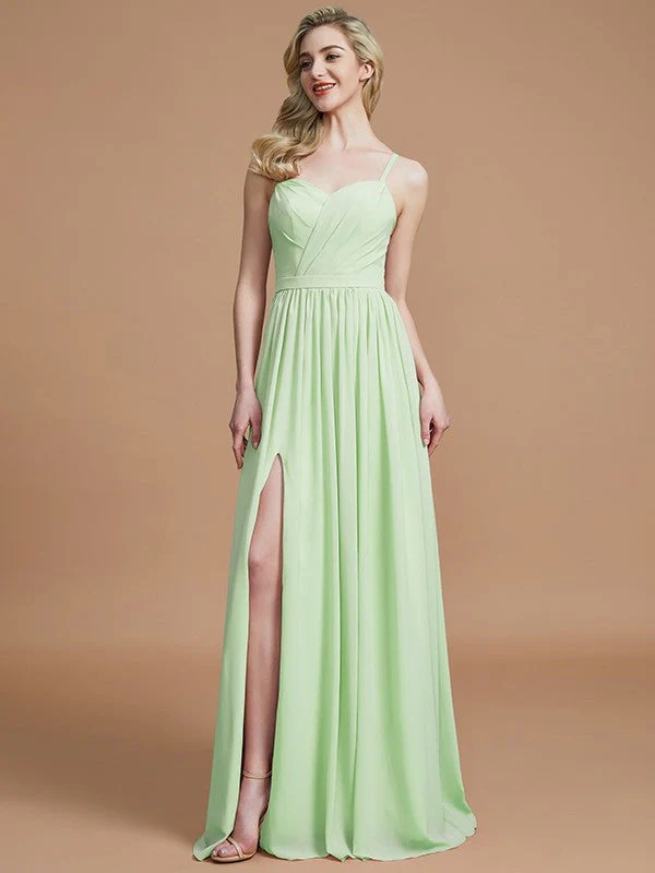 Charming Spaghetti Straps Sleeveless Ruched Chiffon Bridesmaid Dresses - Image 31