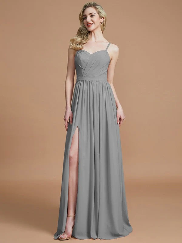 Charming Spaghetti Straps Sleeveless Ruched Chiffon Bridesmaid Dresses - Image 32