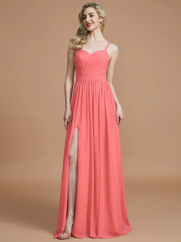 Charming Spaghetti Straps Sleeveless Ruched Chiffon Bridesmaid Dresses - Image 33