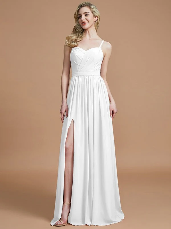 Charming Spaghetti Straps Sleeveless Ruched Chiffon Bridesmaid Dresses - Image 34