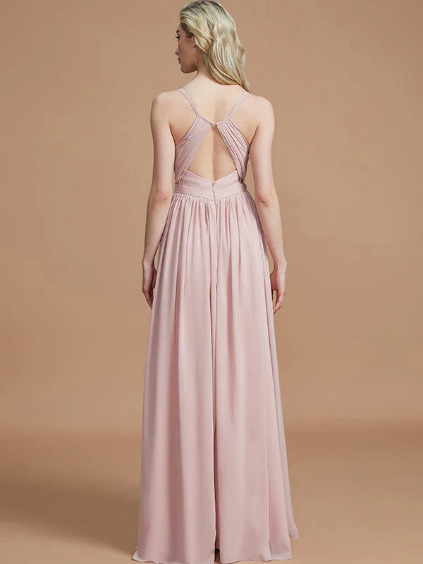 Charming Spaghetti Straps Sleeveless Ruched Chiffon Bridesmaid Dresses - Image 35