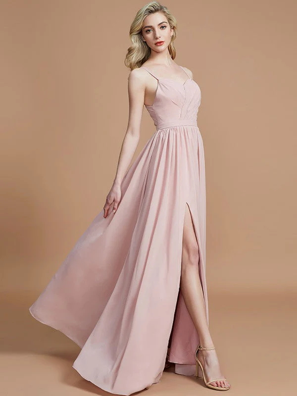 Charming Spaghetti Straps Sleeveless Ruched Chiffon Bridesmaid Dresses - Image 6
