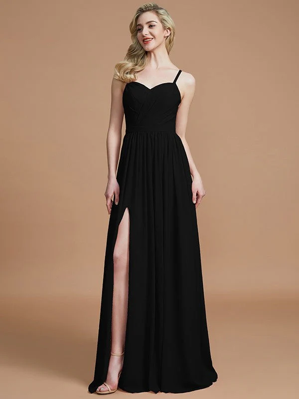 Charming Spaghetti Straps Sleeveless Ruched Chiffon Bridesmaid Dresses - Image 7