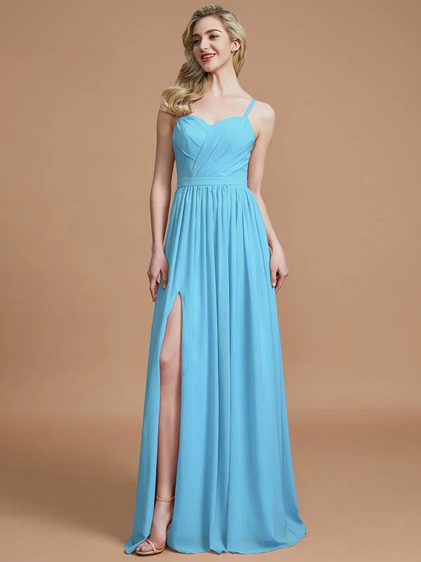 Charming Spaghetti Straps Sleeveless Ruched Chiffon Bridesmaid Dresses - Image 8