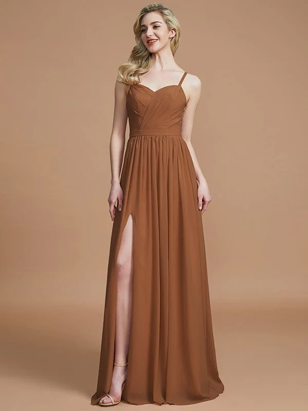 Charming Spaghetti Straps Sleeveless Ruched Chiffon Bridesmaid Dresses - Image 9
